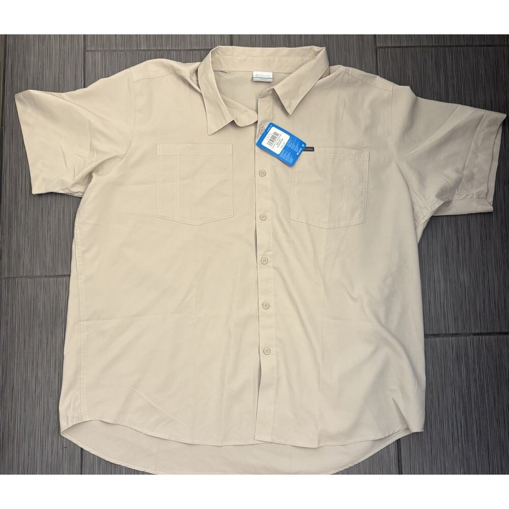Columbia Omni Shade Red Eagle Lake Short Sleeve Shirt Size 3X Beige Outdoor